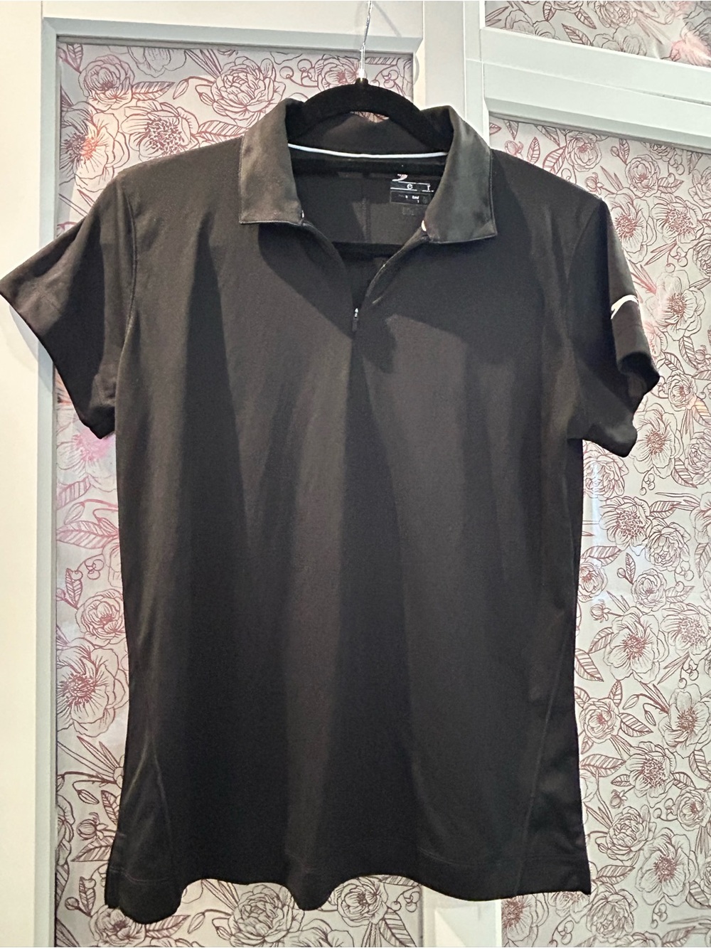Slazenger Golf Ladies Black Short-Sleeve Quarter-Zip Polo